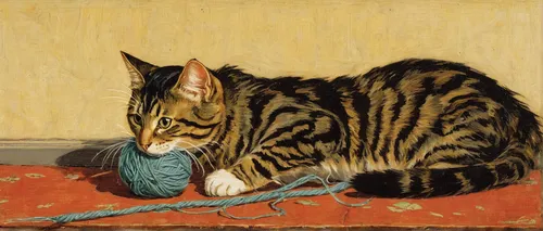 knitting,to knit,toyger,george ribbon,knitting wool,egyptian mau,domestic cat,yarn,domestic short-haired cat,sock yarn,american wirehair,tabby cat,cat resting,chinese pastoral cat,cloves schwindl inge,bengal cat,straw mouse,david bates,american bobtail,ocicat,Art,Classical Oil Painting,Classical Oil Painting 12