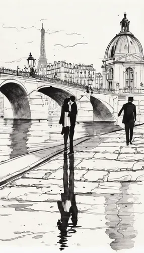 watercolor paris,tiber bridge,paris clip art,river seine,ponte sant'angelo,tiber,sant'angelo bridge,watercolor paris shops,charles bridge,london bridge,italian painter,ink painting,florentine,grand canal,eternal city,arno river,watercolor paris balcony,love bridge,capitole,orsay,Illustration,Black and White,Black and White 34