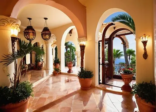 palmilla,hallway,entryway,archways,entryways,breezeway,luxury home interior,lobby,hacienda,foyer,patio,interior decor,entrance hall,hallway space,patios,holiday villa,cochere,iberostar,las olas suites,entranceway,Illustration,Realistic Fantasy,Realistic Fantasy 37