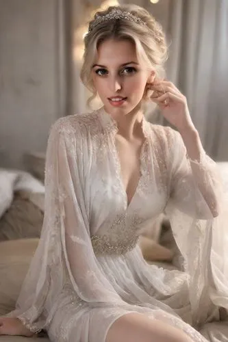 blonde in wedding dress,wedding dress,white winter dress,nightgown,angelic,bridal,wedding dresses,romantic look,bridal dress,peignoir,white silk,enchanting,wedding gown,white rose snow queen,vintage angel,elegant,nightie,white dress,bridal gown,white beauty,Photography,Realistic