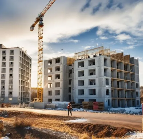 prefabricated buildings,new housing development,building construction,housebuilding,construction industry,thermal insulation,eco-construction,construction site,concrete construction,steel construction