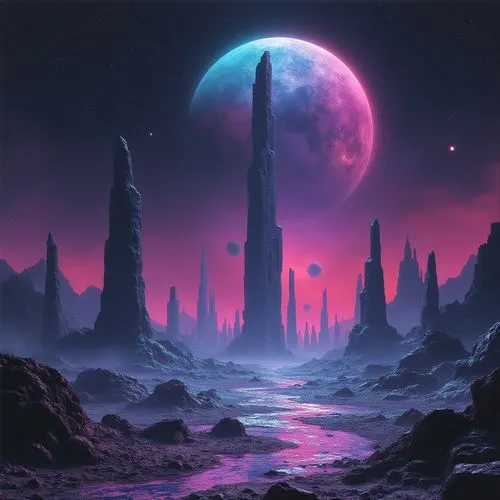 alien planet,lunar landscape,alien world,purple landscape,fantasy landscape,moonscape,Photography,Documentary Photography,Documentary Photography 03