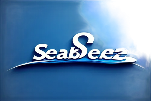 Seabreeze logo, stylized letter S, curved lines, ocean blue, white waves, modern sans-serif font, metallic texture, reflective surface, 3D extrusion, centered composition, high contrast, bright lighti