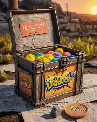 treasure chest,tackle box,crate of fruit,collected game assets,fresh fallout,chalkbag,banana box market,clay pigeons,packshot,lunchbox,music chest,back-to-school package,attache case,battery food truck,old suitcase,briefcase,play dough,crate,play-doh,carrying case,Unique,3D,Clay