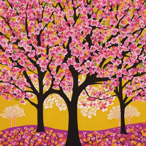 sakura trees,autumn cherry blossoms,sakura tree,japanese sakura background,autumn background,autumn tree,autumn trees,cherry blossom tree,cherry trees,blooming trees,blossom tree,takato cherry blossoms,cherry tree,peach tree,blooming tree,flower tree,cardstock tree,deciduous trees,sakura background,spring leaf background,Conceptual Art,Oil color,Oil Color 14