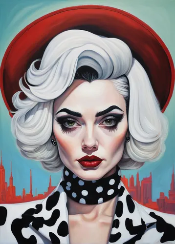 cruella de ville,cruella,rockabella,harley quinn,marilyn,dalmatian,marylyn monroe - female,city ​​portrait,maraschino,queen of hearts,pop art girl,pop art style,marilyn monroe,pop art woman,modern pop art,harley,custom portrait,world digital painting,girl-in-pop-art,cool pop art,Conceptual Art,Daily,Daily 15