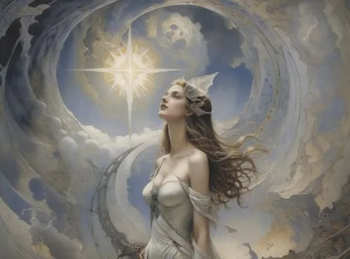 thingol,light bearer,dawnstar,sirene,seraphim,sigyn,Illustration,Realistic Fantasy,Realistic Fantasy 03