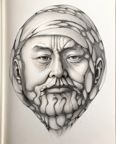 ball point,daruma,ballpoint pen,pencil and paper,human head,biro,pen drawing,graphite,beard flower,confucius,pencil art,sculpt,white beard,face portrait,death mask,dwarf,mechanical pencil,bust of karl,bust,pencil drawing,Calligraphy,Illustration,Fairy Tale Illustrations