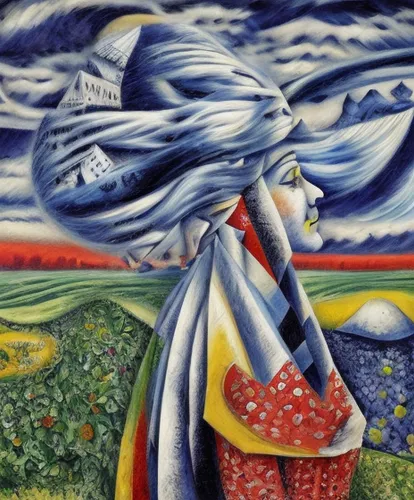 woman holding pie,woman with ice-cream,indigenous painting,woman eating apple,mother earth,woman playing,pachamama,khokhloma painting,stratocumulus,el salvador dali,surrealism,mushroom landscape,psychedelic art,girl with a dolphin,little girl in wind,woman thinking,praying woman,angel playing the harp,david bates,girl with cloth,Calligraphy,Painting,Abstractionism