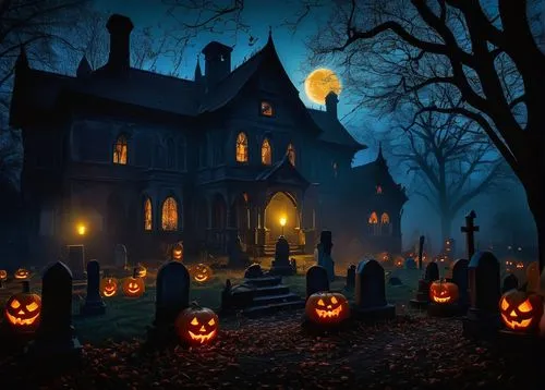 halloween background,halloween scene,jack-o'-lanterns,jack-o-lanterns,halloween poster,halloween and horror,halloween wallpaper,the haunted house,halloween pumpkins,haunted house,halloween owls,halloween night,halloween illustration,halloween pumpkin gifts,halloween decoration,halloween icons,halloween ghosts,decorative pumpkins,witch's house,jack o'lantern,Art,Classical Oil Painting,Classical Oil Painting 23