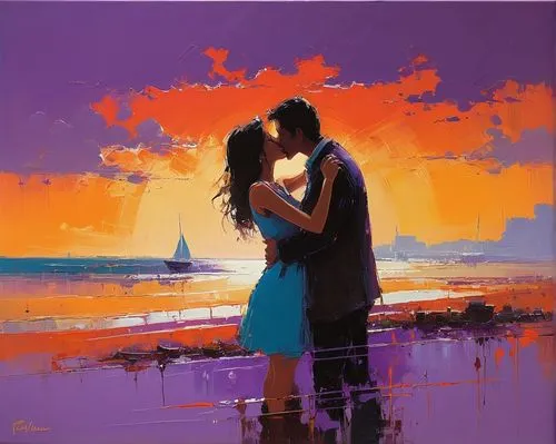 loving couple sunrise,romantic portrait,romantic scene,couple silhouette,oil painting on canvas,digital painting,tango,young couple,oil painting,silhouette art,beach background,dancing couple,vintage couple silhouette,painting technique,embrace,la violetta,love in the mist,world digital painting,argentinian tango,couple in love,Conceptual Art,Sci-Fi,Sci-Fi 22