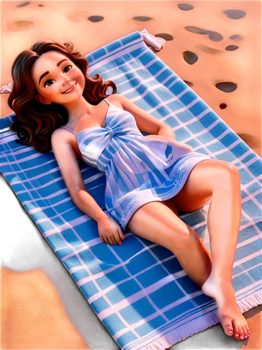 beach towel,beach background,pin-up girl,joan collins-hollywood,elizabeth taylor,retro pin up girl,gene tierney,deckchair,beachcomber,lounger,pin up girl,beachgoer,bronzing,beach chair,the beach pearl,pin-up model,sunbather,beach furniture,deck chair,sunbed,Unique,3D,3D Character