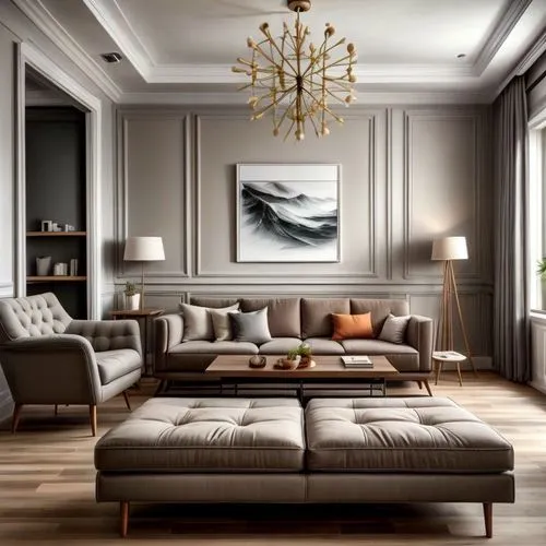 a room decorated in beige and grey color scheme with nice lighting,minotti,contemporary decor,livingroom,modern decor,sitting room,luxury home interior,living room,interior decor,interior decoration,d