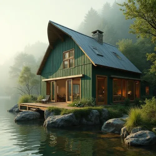 house with lake,summer cottage,house by the water,boat house,boathouse,the cabin in the mountains,small cabin,cottage,fisherman's house,wooden house,log home,floating huts,house in the forest,house in mountains,houseboat,inverted cottage,boat shed,log cabin,boathouses,house in the mountains,Photography,General,Realistic