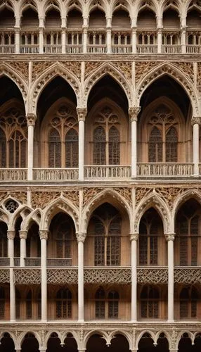 Louvers in architecture, ornate Gothic louvers, intricate stone carvings, delicate arches, pointed tops, ornamental ribs, majestic buildings, grandiose cathedrals, historic landmarks, European style, 