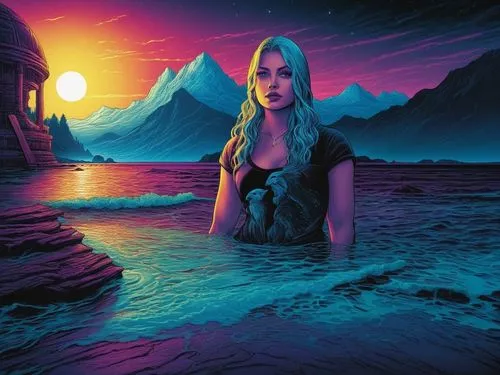 digital art,fantasy picture,world digital painting,digital artwork,digital illustration,fantasy art,aquarius,digital painting,girl on the dune,mermaid background,tidal,the blonde in the river,fantasy portrait,sci fiction illustration,galadriel,kaljurand,lagoon,fathom,aquarian,hel,Illustration,Realistic Fantasy,Realistic Fantasy 25