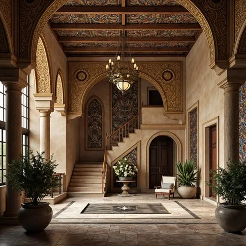 entrance hall,amanresorts,foyer,persian architecture,entryway,cochere,hallway,alcazar of seville,iranian architecture,outside staircase,entranceway,inside courtyard,driehaus,riad,royal interior,entryways,philbrook,staircase,lobby,interior decor