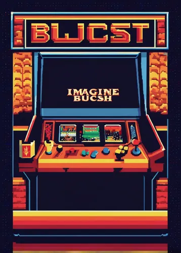 Imagine an Anheuser Busch logo that represents innovation and progress for a futuristic setting.,blaupunkt,slot machine,arcade game,slot machines,8bit,bisquit,video game arcade cabinet,burst,blast,ske