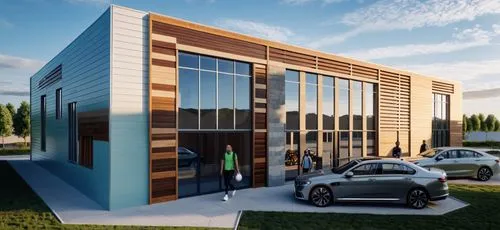  Modern
children's sports and recreation center, featuring an elegant design with a combination of horizontal light and wooden panels in the form of siding.
combination of horizontal light and wood pa