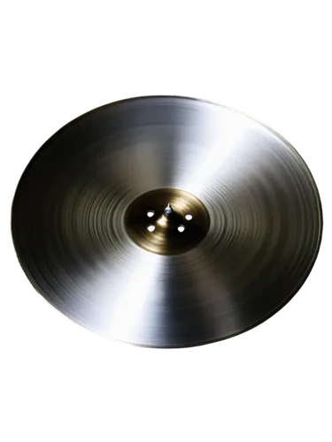 Shiny metallic cymbal, curved shape, reflective surface, bright silver color, dynamic movement, vibrating edges, splash of light, sharp sound wave, musical instrument, solo, close-up shot, shallow dep