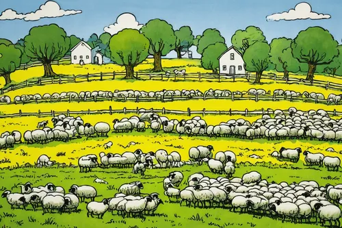 counting sheep,the sheep,flock of sheep,a flock of sheep,alpine pastures,sheep knitting,sheep,wool sheep,sheeps,pasture,farmyard,rhön sheep,cow herd,cow meadow,shear sheep,shoun the sheep,wensleydale,agricultural,two sheep,bee pasture,Illustration,Children,Children 05