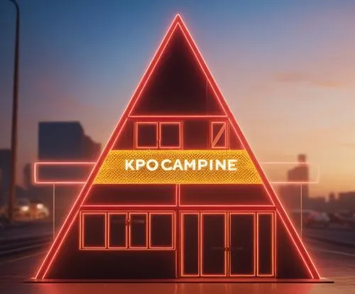 an illuminated image of a large building with a neon sign on the outside,dopamine,organofluorine,yoshimi,ergotamine,uptime,upromise,Photography,General,Commercial