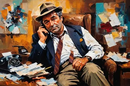 italian painter,man with a computer,man talking on the phone,painting technique,artist portrait,oil painting on canvas,oil painting,meticulous painting,painter,oil on canvas,art painting,analyze,maroni,smoking man,artist,pipe smoking,godfather,mafia,gentleman icons,art dealer,Conceptual Art,Oil color,Oil Color 20