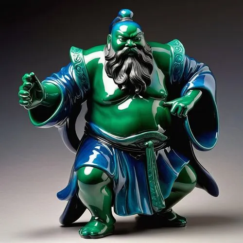 Extremely fine, glazed Zhong Kui, ceramic, genuine, full body, blue, transparent, emerald green, unadulterated,figurine,frog figure,3d figure,malachite,bronze figure,smurf figure,metal figure,game fig