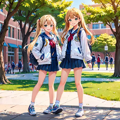 tsumugi kotobuki k-on,anime japanese clothing,two girls,citrus,school clothes,school uniform,love live,partnerlook,harajuku,anime 3d,kotobukiya,apple pair,school children,school start,outside,hand in hand,kawaii children,female hares,sports uniform,naginatajutsu,Anime,Anime,General