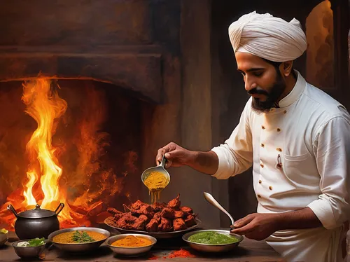 rajasthani cuisine,tandoor,pakistani cuisine,iranian cuisine,punjabi cuisine,indian cuisine,tandoori chicken,tandoori masala,shami kebab,indian chinese cuisine,tandoori,zoroastrian novruz,turkish cuisine,sindhi cuisine,maharashtrian cuisine,shish taouk,chicken tikka,south indian cuisine,men chef,suya,Art,Classical Oil Painting,Classical Oil Painting 12