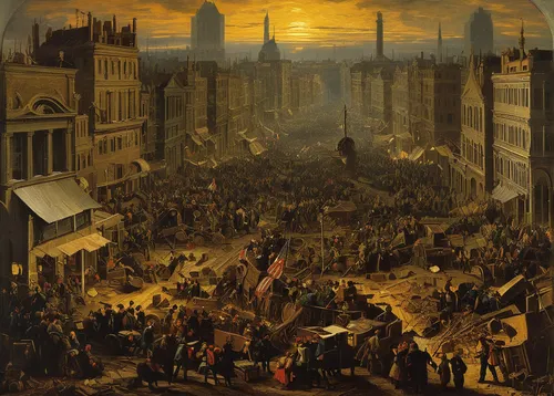 destroyed city,the market,the conflagration,large market,universal exhibition of paris,medieval market,kefermarkt,plague,kunsthistorisches museum,market,flemish,burning of waste,saint mark,dam square,dresden,calamities,the production of the beer,constantinople,jerusalem,grand bazaar,Art,Classical Oil Painting,Classical Oil Painting 38