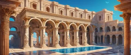 deruta,celsus library,alhambra,umayyad palace,atlantis,andalus,ancient city,marble palace,kanawa,umayyad,palaces,celsus,aspendos,roman bath,jerash,seregil,karakas,nabataean,diriyah,sabaean,Illustration,Realistic Fantasy,Realistic Fantasy 39