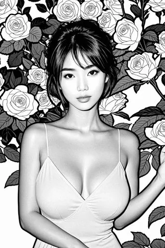 cheongsam,calystegia,rose flower illustration,flower line art,coreldraw,qixi,asian woman,lotus art drawing,phuong,thuy,rosalinda,pixton,sherine,koreana,huong,background ivy,shimei,jasmine blossom,japa