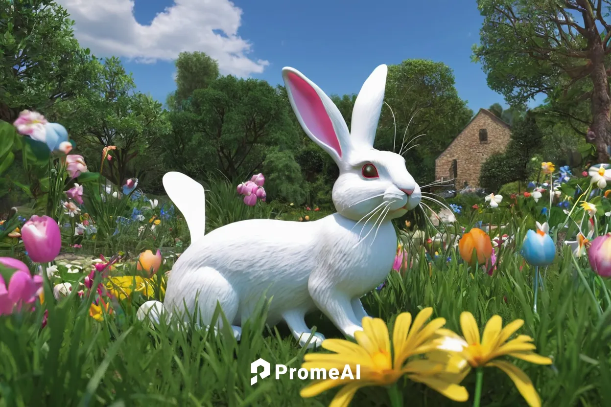 Craft an Easter GIF set in a beautiful garden with bunnies and butterflies.,bunny on flower,easter background,springtime background,spring background,wild rabbit in clover field,easter theme,peter rab