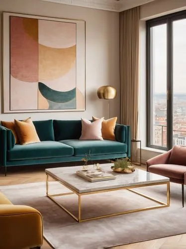 minotti,apartment lounge,gold-pink earthy colors,mid century modern,mahdavi,henningsen,livingroom,contemporaine,sitting room,appartement,cassina,contemporary decor,penthouses,modern decor,living room,gold stucco frame,fromental,blythswood,cappellini,an apartment,Illustration,Paper based,Paper Based 17