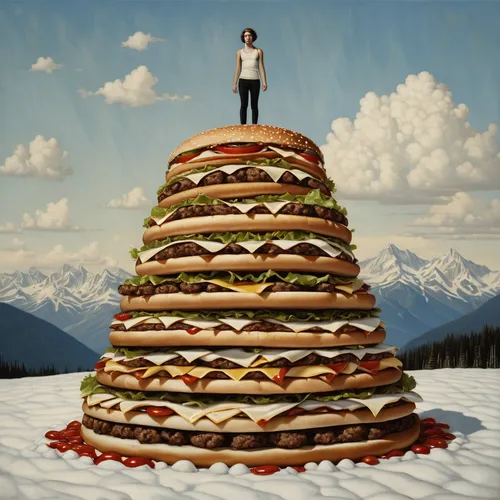 tower of babel,big hamburger,full stack developer,big mac,hamburgers,whopper,the burger,burguer,stacker,burger,hamburger,luther burger,fastfood,diet icon,burger king premium burgers,omnivore,gluttony,food collage,burgers,fast-food,Illustration,Realistic Fantasy,Realistic Fantasy 09