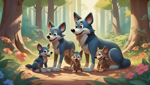 huskies,the dawn family,cartoon forest,birch family,pine family,caper family,dogwood family,happy family,family dog,families,laika,family outing,magnolia family,iris family,lilo,arrowroot family,three dogs,dog illustration,wolf pack,family portrait