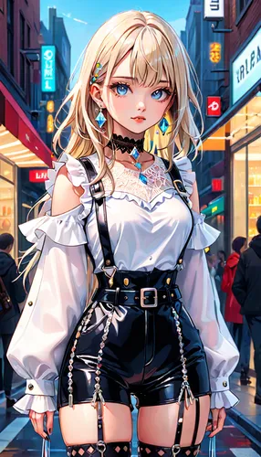 harajuku,shibuya,anime japanese clothing,shinjuku,heavy object,hk,chainlink,anime girl,would a background,blonde girl,cyber,transparent background,hong,cyberpunk,clean background,city trans,blond girl,cool blonde,yang,uruburu,Anime,Anime,General