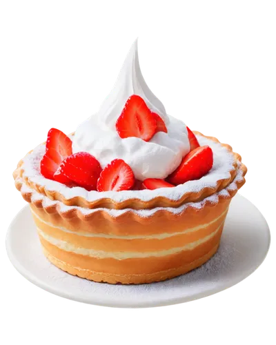 Delicate French pastry, golden brown crust, flaky layers, sweet aroma, creamy filling, strawberries on top, powdered sugar, morning light, soft focus, 3/4 composition, warm color tone, shallow depth o