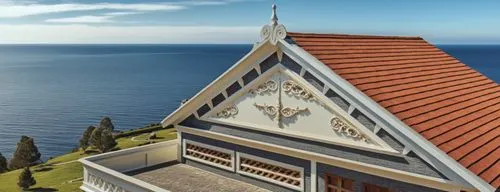 black and white color,the view of the ocean from above, showing the roof of a building,house roofs,avernum,house roof,roof landscape,tiled roof,housetop,newcrest,red roof,island church,roof tile,dorme