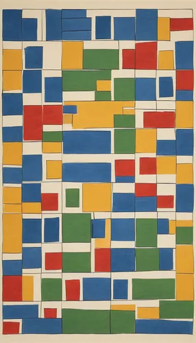 mondrian,rectangles,lego building blocks pattern,three primary colors,parcheesi,square pattern,squares,quilt,squared paper,sheet of music,color table,game blocks,letter blocks,checker flags,post-it notes,blotter,memphis pattern,braque francais,color chart,tile,Conceptual Art,Oil color,Oil Color 15