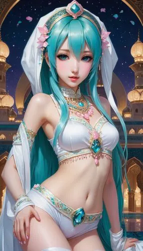 rem in arabian nights,sona,hatsune miku,mikus,miku,lum,Illustration,Realistic Fantasy,Realistic Fantasy 08