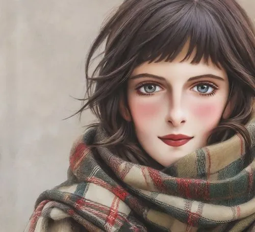 girl portrait,scarf,romantic portrait,digital painting,world digital painting,vintage girl,fantasy portrait,vintage woman,portrait of a girl,mystical portrait of a girl,portrait background,woman portrait,artist doll,painter doll,winter clothes,romantic look,winter,wrapped up,city ​​portrait,artist portrait,Photography,Realistic