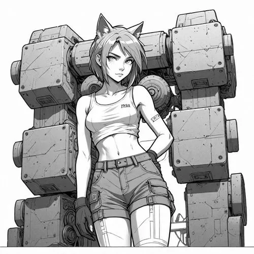 strongwoman,wildcat,muscle woman,forklift,sakazaki,dumbbells,Design Sketch,Design Sketch,Detailed Outline