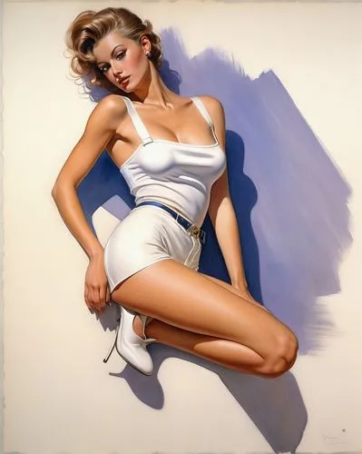 whitmore,guenter,currin,pin-up girl,pin-up model,leyendecker,marilyn monroe,marylyn monroe - female,model years 1960-63,fischl,watercolor pin up,retro pin up girl,photorealist,connie stevens - female,mcquarrie,feitelson,woman laying down,blumenfeld,vanderhorst,pin up girl,Conceptual Art,Fantasy,Fantasy 04