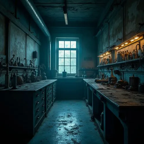 chemical laboratory,laboratories,laboratory,the kitchen,kitchen,abandoned room,kitchens,cold room,laboratorium,victorian kitchen,kitchen interior,lab,dark cabinets,dark cabinetry,abandoned school,penumbra,sanitorium,the morgue,barotrauma,urbex,Photography,General,Realistic