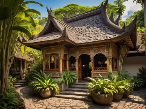 javanese traditional house,peranakan,prabang,traditional house,asian architecture,thai temple,bali,ubud,peranakans,baan,seminyak,rumah gadang,taman ayun temple,bungalows,palapa,tropical house,buddhist temple,pagodas,traditional building,siemreap,Illustration,Retro,Retro 10