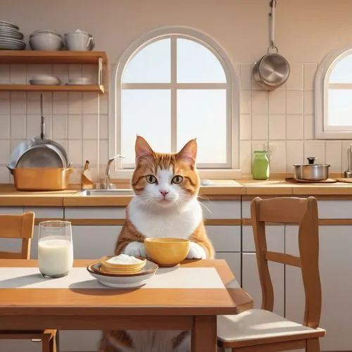 maometto,cartoon cat,cat's cafe,katzen,catroux,big kitchen,Photography,General,Realistic