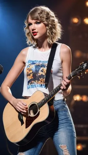 guitar,concert guitar,the guitar,playing the guitar,sleeveless shirt,country song,acoustic guitar,guitar solo,painted guitar,guitar pick,denim background,jeans background,guitars,blue jeans,countrygirl,high jeans,playback,tayberry,country-western dance,electric guitar,Art,Classical Oil Painting,Classical Oil Painting 39