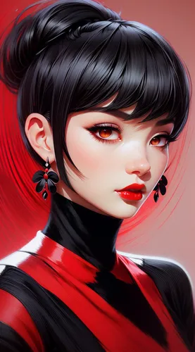 geisha,geisha girl,mulan,two-point-ladybug,digital painting,ladybug,noodle image,red eyes,red lantern,vampire lady,world digital painting,noodle,persona,katana,poppy red,lady bug,vector girl,oriental 